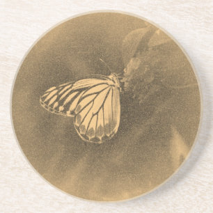 En Grès Papillon vintage sur le Dessous de verre de fleurs