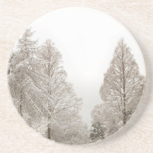 En Grès Paysage d'hiver Dessous de verre neigeux Forêt cou