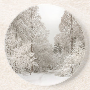 En Grès Paysage d'hiver Dessous de verre neigeux Forêt cou