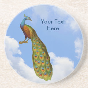 En Grès Peacock Art Dessous de verre animal personnalisabl