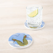 En Grès Peacock Pair Art Dessous de verre animal personnal (Côté)