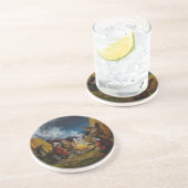 En Grès Peinture amérindienne sur le Dessous de verre (Côté)