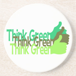En Grès Pensez dessous de verre vert - personnaliser