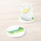 En Grès Pensez dessous de verre vert - personnaliser (Côté)