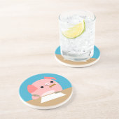 En Grès Petit cochon de dessin mignon Dessous de verre "Wr (Côté)