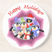 En Grès Pingouins de dessous de verre de vacances (Devant)