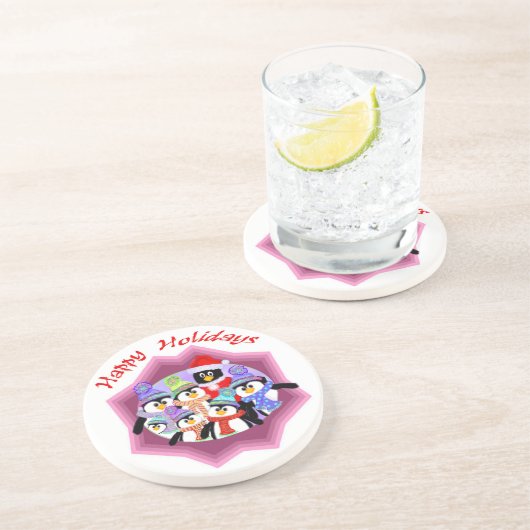 En Grès Pingouins de dessous de verre de vacances (Côté)