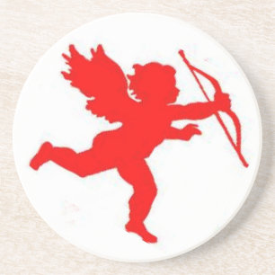 En Grès Plaine rouge dessous de verre cupide