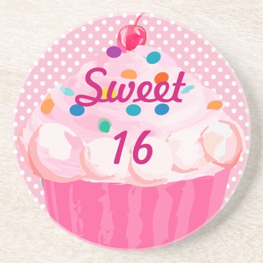 En Grès Points doux 16 Dessous de verre Cupcake (Devant)