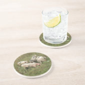 En Grès Porcs dans un Dessous de verre de campagne (Côté)