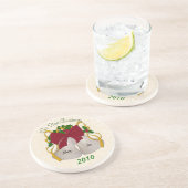 En Grès Premier Mariage de Noël Bells Dessous de verre (Côté)