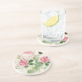 En Grès Redoute Roses roses Fleurs Dessous de verre de grè (Côté)