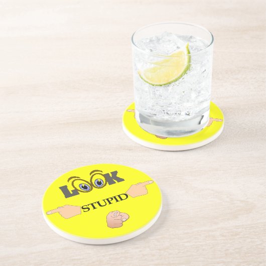 En Grès Regardez Dessous de verre stupide (Côté)