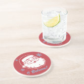 En Grès Rétro Père Noël croient des dessous de verre (Côté)