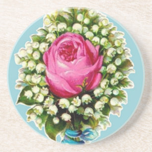 En Grès Rétros dessous de verre de bouquet floral de rose