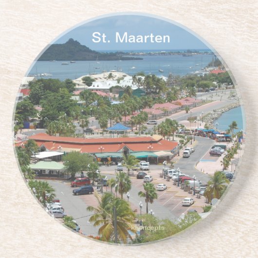 En Grès Saint-Martin - Dessous de verre de la baie Marigot (Devant)