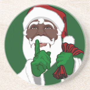 En Grès Santa Clause Dessous de verre Black Père Noël Noël