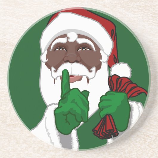 En Grès Santa Clause Dessous de verre Black Père Noël Noël (Devant)