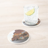 En Grès Santorin Grèce, Pittoresque, Dessous de verre rond (Côté)