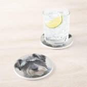 En Grès Schnauzer Chien Dessous de verre (Côté)