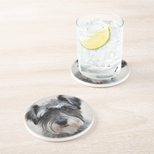 En Grès Schnauzer Chien Dessous de verre (Côté)