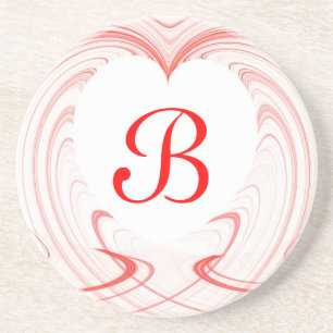 En Grès Série cardiaque fractale - dessous de verre blanc 