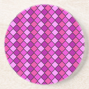 En Grès Série diamant : Dessous de verre rose 1 de nombreu