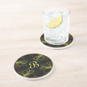 En Grès Série fractale-5 — dessous de verre jaune—1 de cou (Côté)
