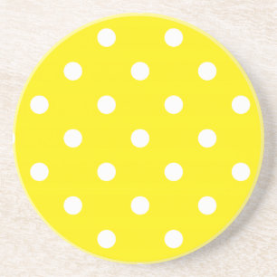 En Grès Série Polka Dot : dessous de verre jaune et blanc