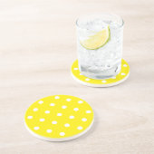 En Grès Série Polka Dot : dessous de verre jaune et blanc (Côté)
