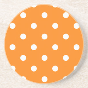 En Grès Série Polka Dot - dessous de verre orange et blanc