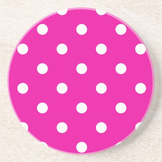 En Grès Série Polka Dot - dessous de verre rose et blanc (Devant)