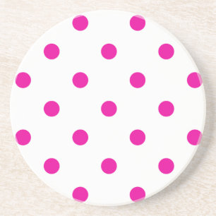 En Grès Série Polka Dot: dessous de verre rose et blanc