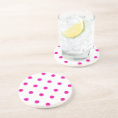 En Grès Série Polka Dot - dessous de verre rose et blanc (Côté)