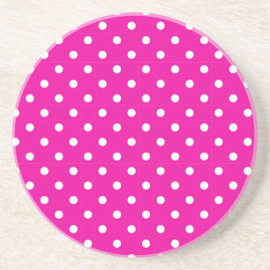 En Grès Série Polka Dot - dessous de verre rose et blanc
