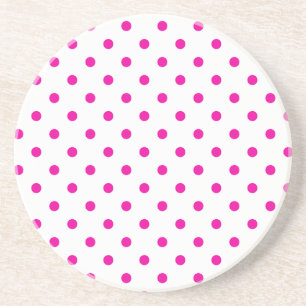En Grès Série Polka Dot - dessous de verre rose et blanc