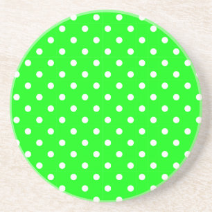 En Grès Série Polka Dot - dessous de verre vert et blanc
