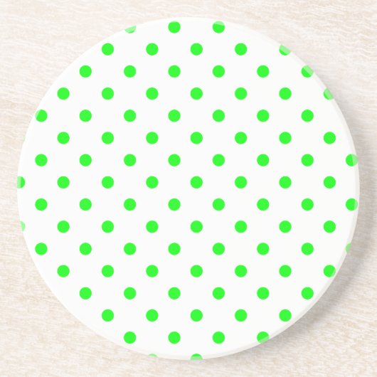 En Grès Série Polka Dot - dessous de verre vert et blanc (Devant)