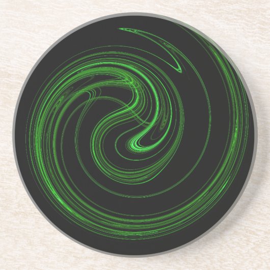 En Grès Série spirale-1 : Dessous de verre vert 1 de coule (Devant)