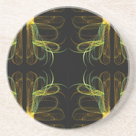 En Grès Série spirale-5 — Dessous de verre jaune 1 de coul (Devant)