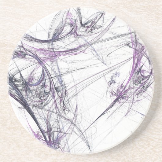 En Grès Série Web fractale-2 — Dessous de verre blanc viol (Devant)