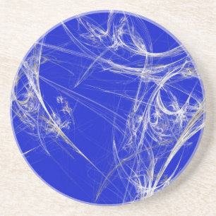 En Grès Série Web fractale-2 — Dessous de verre bleu blanc