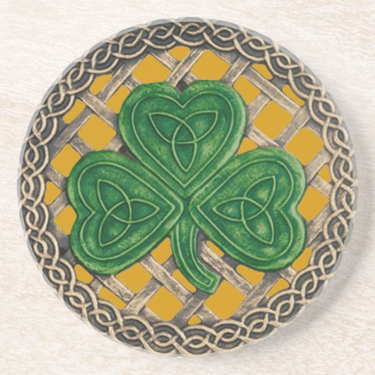 En Grès Shamrock Et Celtic Knots Dessous de verre Or (Devant)
