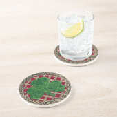 En Grès Shamrock Et Céltic Knots Dessous de verre Rouge (Côté)