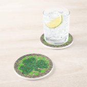 En Grès Shamrock Et Celtic Knots Dessous de verre Vert (Côté)