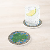 En Grès Shamrock Et Noeuds Celtiques Dessous de verre Bleu (Côté)