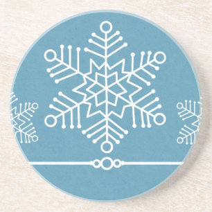 En Grès Snowflakes Delicy Dessous de verre de vacances, Bl