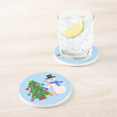 En Grès Snowman & sapin de Noël #3 Dessous de verre (Côté)