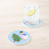 En Grès Snowman & sapin de Noël #4 Dessous de verre (Côté)