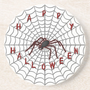 En Grès Spider Noir Dans Le Dessous de verre Web